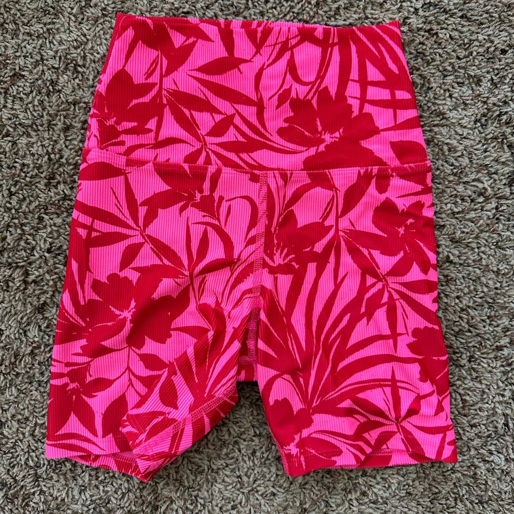 Beach Riot High Waist Pink and Red Shorts